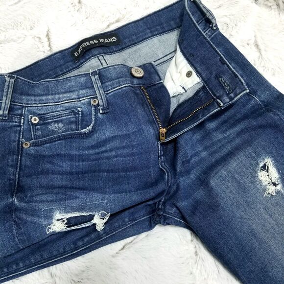 Express Jeans Womens 0R Blue Performance Stretch Legging Mid Rise Dark Wash - Picture 8 of 11